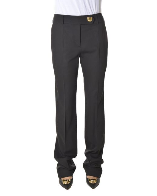 Moschino Black Teddy Button Straight-Leg Pants