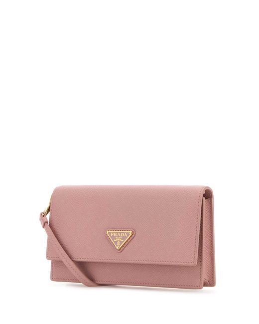 ポーチ PRADA Pink Leather Clutch Prada Leather Clutch in Pink | Lyst