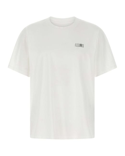 MM6 by Maison Margiela White Printed T-Shirt Cotton for men