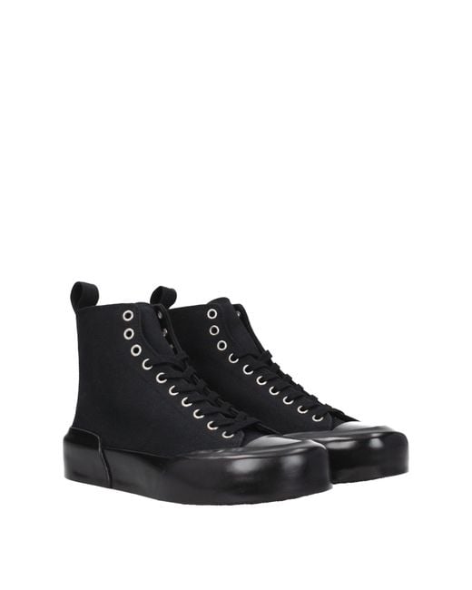Jil Sander Black Canvas High Top Sneakers
