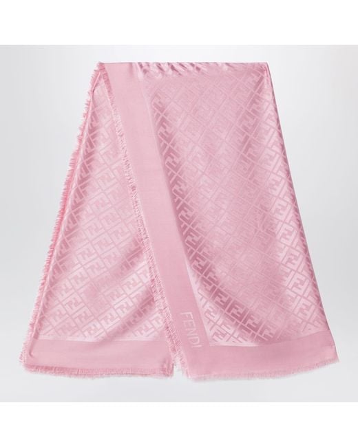 Fendi Pink Silk And Wool Shawl