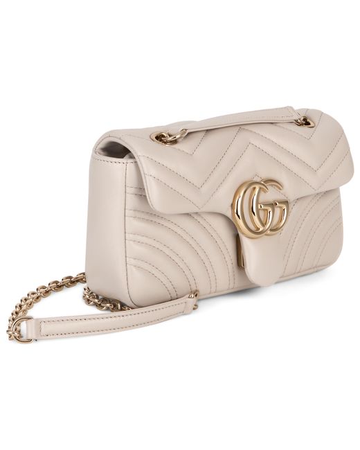 Gucci Natural Shoulder Bag Gg Marmont Matelassé Lamb Skins Handbags