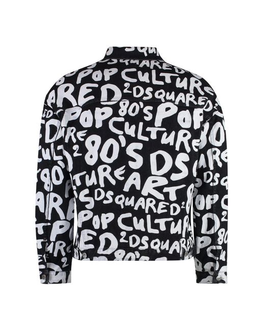 DSquared² Black D2 Pop 80'S Printed Denim Jacket for men