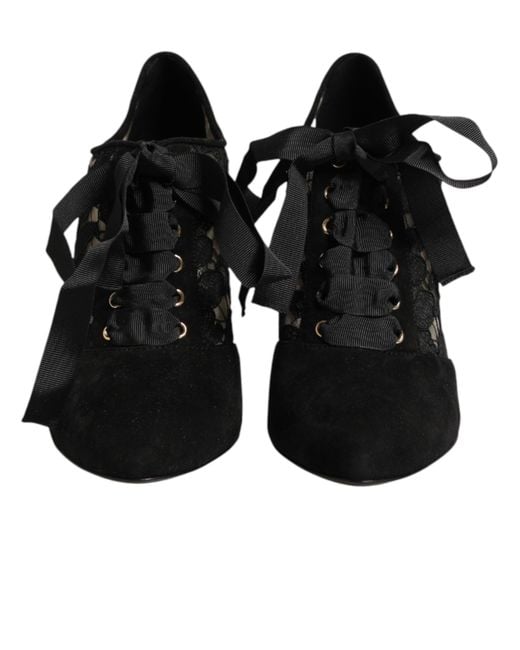 Dolce & Gabbana Black Floral High Heels Lace