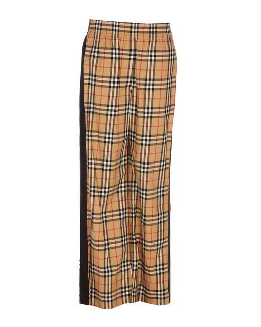 BURBERRY Striped checked cotton-blend wide-leg pants