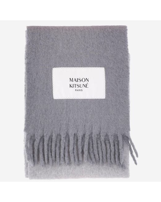 Maison Kitsuné Gray Alpaca Blend Scarf Cloud/Asphalt Scarfs for men