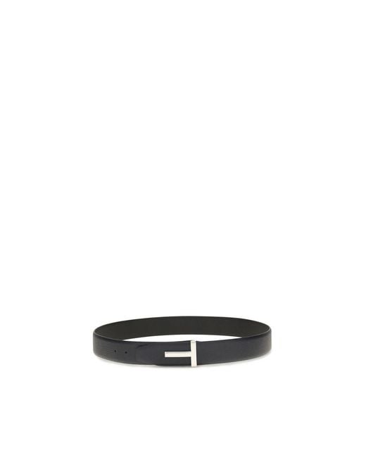 Tom Ford Black Calf Leather Bos Taurus Belt for men