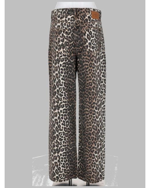 Ganni Multicolor Jeans Wide-Leg Animal Print Organic Cotton