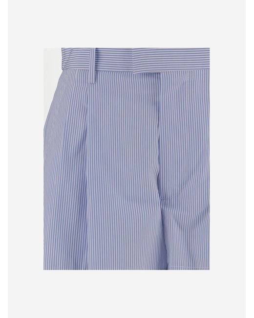 ARMARIUM Blue Cotton Shorts With Striped Pattern