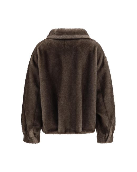S.w.o.r.d 6.6.44 Brown Faux Fur Jacket With Waist Belt Polyester Furs