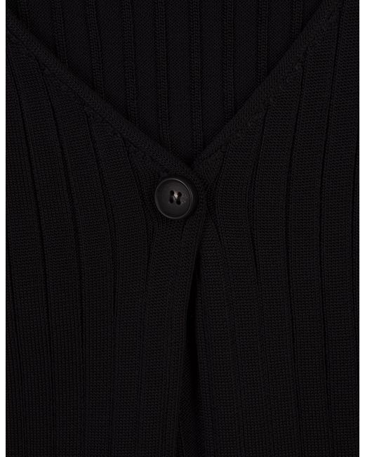 Marni Black Ribbed Knit Short Cardigan