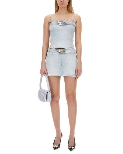 DIESEL Blue Regular Fit Skirt Cotton