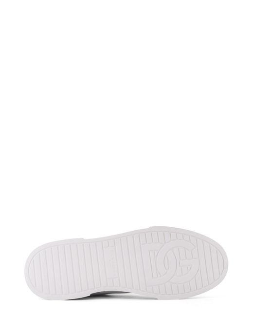 Dolce & Gabbana White Portofino Leather Low-Top Sneakers for men