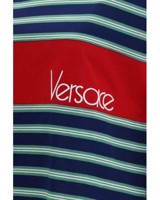 Versace Red Striped Cotton T-Shirt Ink + Grass T-Shirts