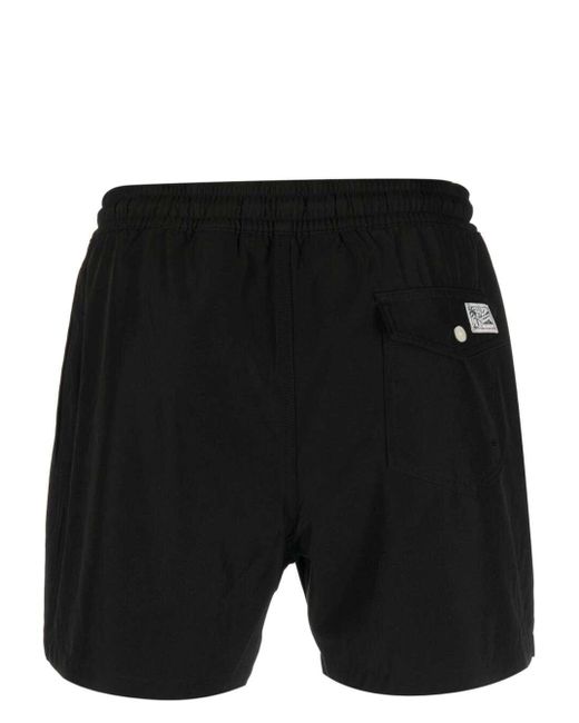 Polo Ralph Lauren Black Swim Trunks With Embroidered Logo And Logo Patch In Nylon Man for men