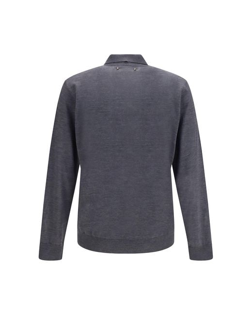 Golden Goose Deluxe Brand Blue Virgin Wool Polo Shirt Fleece Ovis Aries Knitwear for men