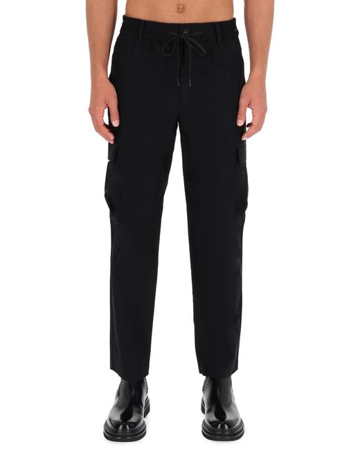 Versace Jeans Couture Black Technical Cargo Pants Polyester Trousers for men