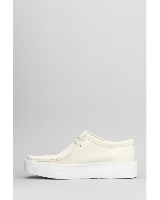 Clarks White Wallabee Cup Lace Up Shoes for men
