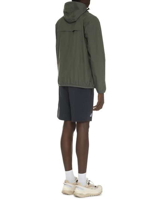 K-Way Green Claude Hooded Nylon Jacket Polyamide Raincoats for men