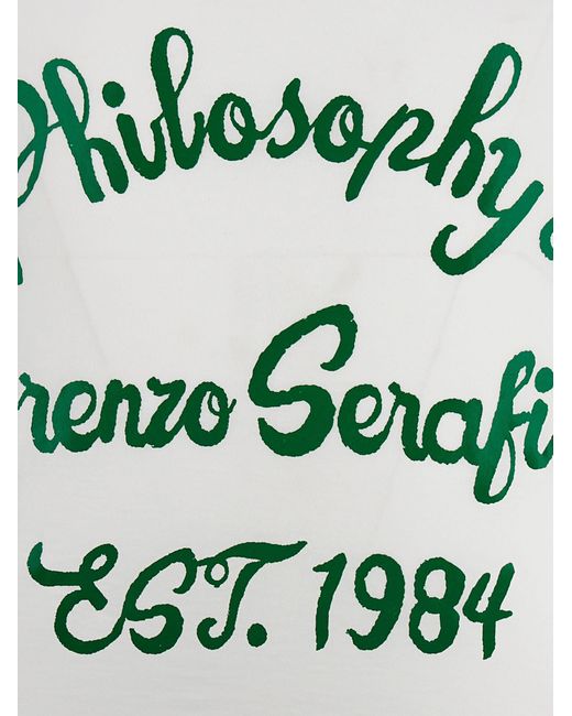 Philosophy Di Lorenzo Serafini White Logo Print Cropped T-shirt