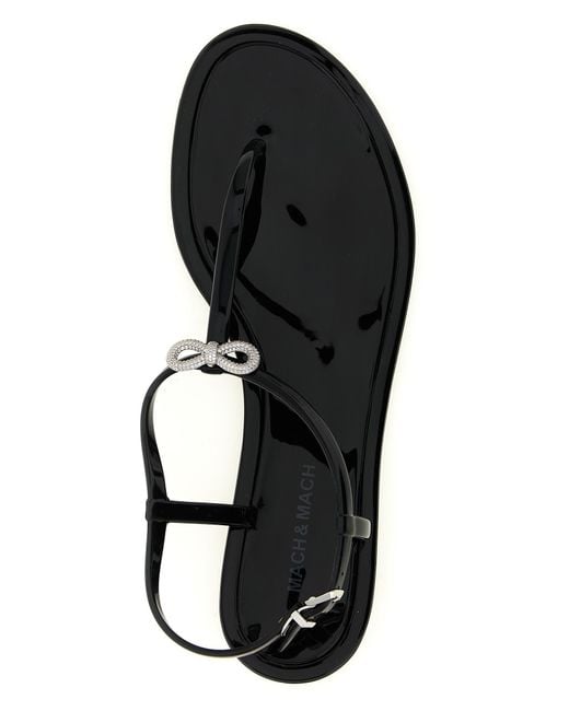 Mach & Mach Black Pvc Flat Sandals
