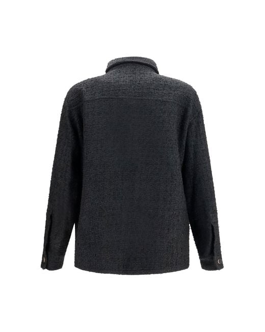 Balmain Blue Tweed Buttoned Jacket Cotton; Polyamide for men