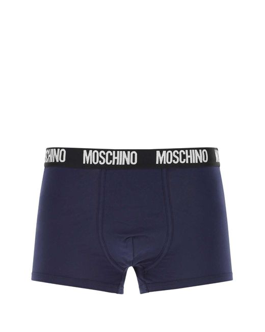 Moschino Blue Stretch Cotton Boxer for men
