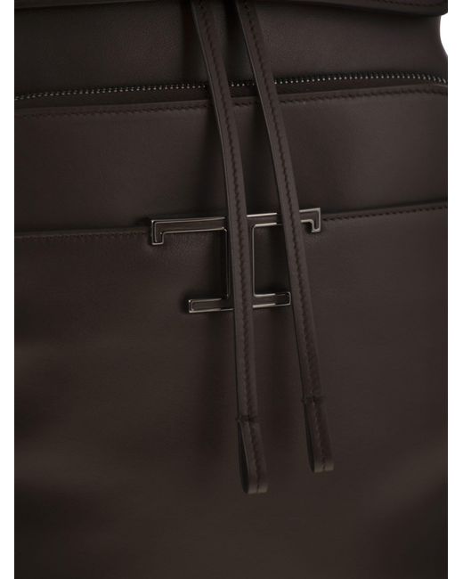 Tod's Black T Timeless Medium Leather Backpack for men