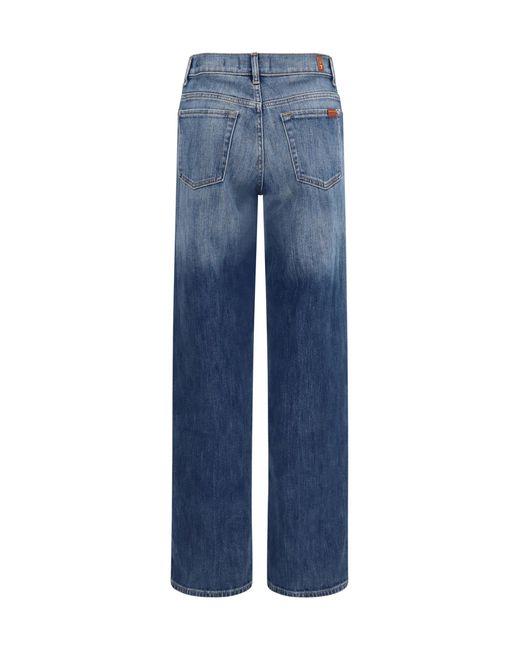 7FOR Blue Straight-Leg Vintage Wash Jeans Cotton; Elastane