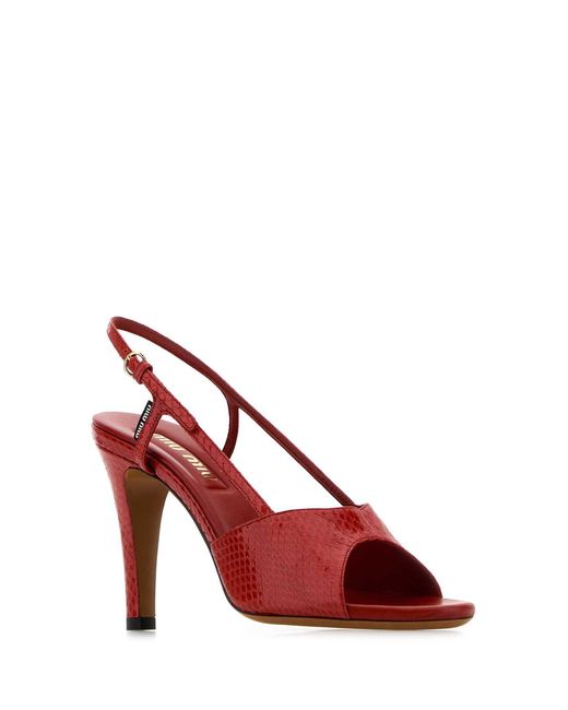 Miu Miu Red Leather Sandals