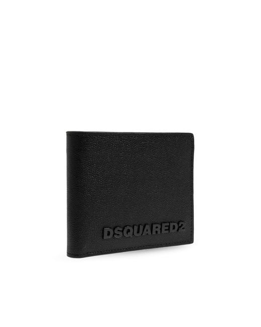 DSquared² Black Leather Wallet With Logo for men