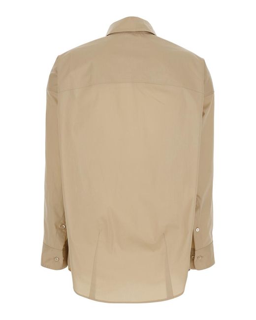 Le Plain Natural Shirt With Classic Collar And Long Sleeves