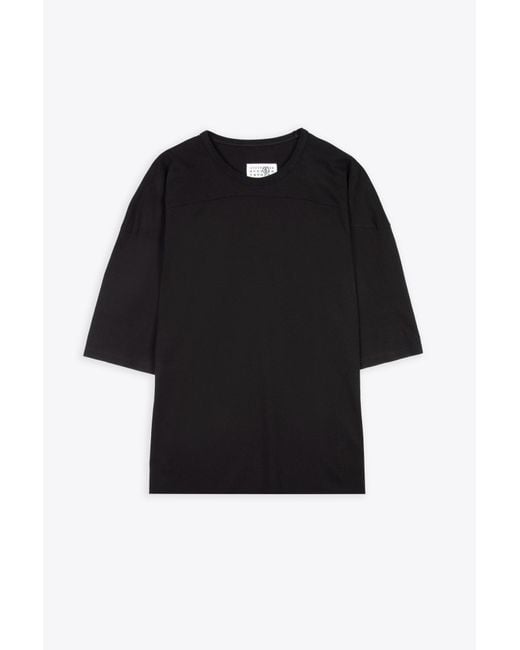 MM6 by Maison Martin Margiela Black T-Shirt Relaxed T-Shirt With 3/4 Sleeves Lenght for men