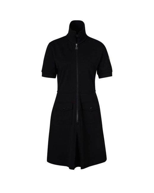Moncler Black Piqué Cotton-blend Mini Dress