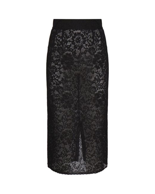 Dolce & Gabbana Black Lace Midi Skirt
