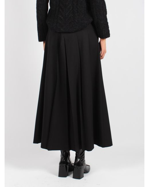 P.A.R.O.S.H. Black Twill Pleated Skirt