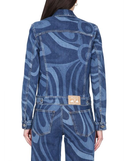 Emilio Pucci Blue Marble Print Jacket