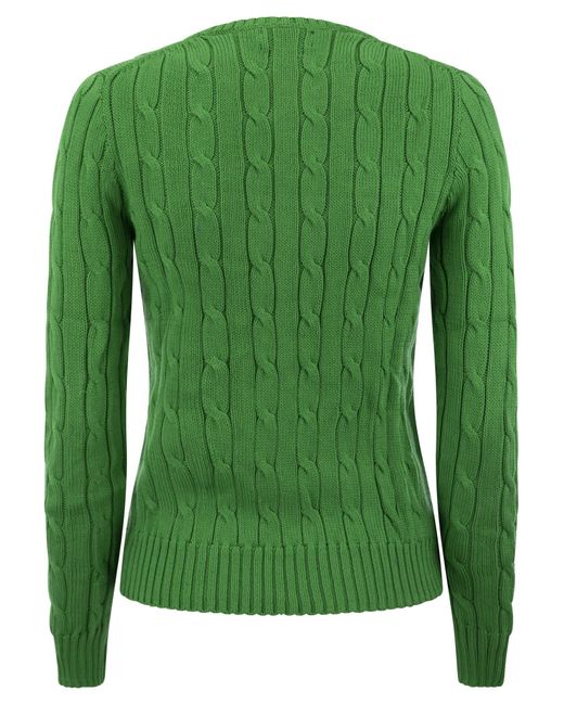 Polo Ralph Lauren Green Slim-Fit Cable Knit