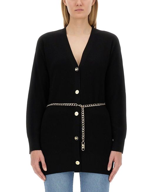 Michael Kors Belted Cardigan in Black Lyst UK