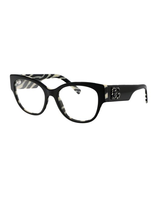 Dolce & Gabbana Black Dolce & Gabbana On Zebra Acetate Optical Glasses