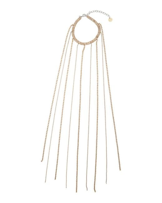 Silvia Gnecchi White Colored Necklace With All-Over Applied Glass Crystals And Adjustable Clasp
