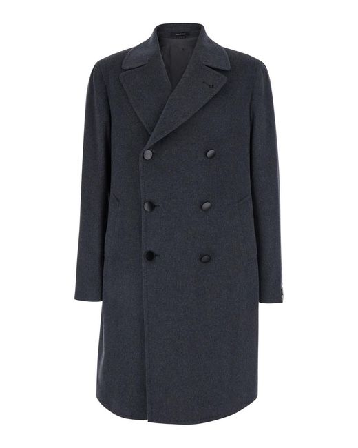 Tagliatore Blue Double-Breasted Coat Arden Wool for men
