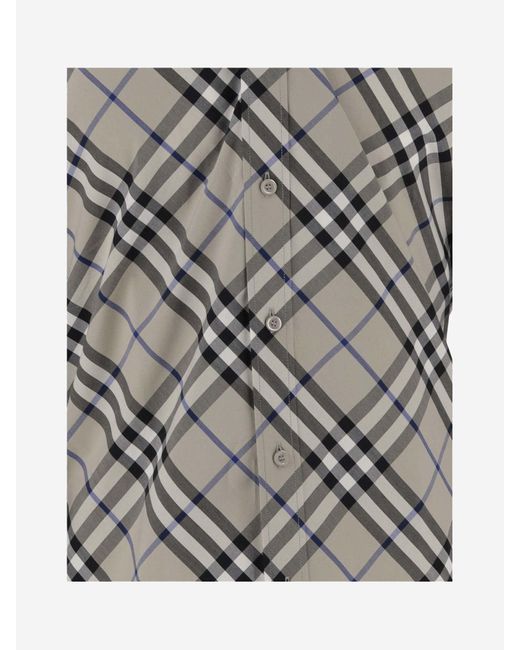 Burberry Gray Cotton Shirt With Check Pattern for men