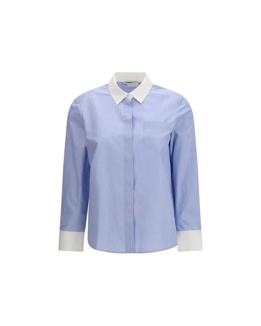 Tory Burch Blue Cotton Pattern Shirt