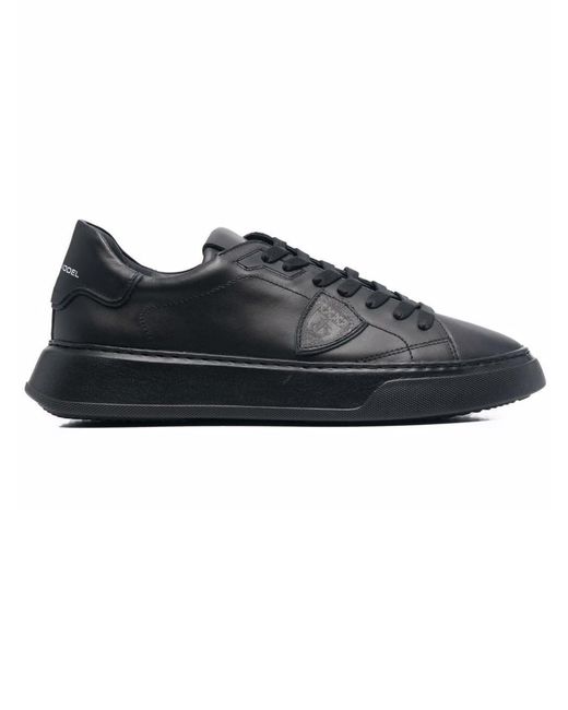 Philippe Model Black Leather Temple Sneakers for Men | Lyst
