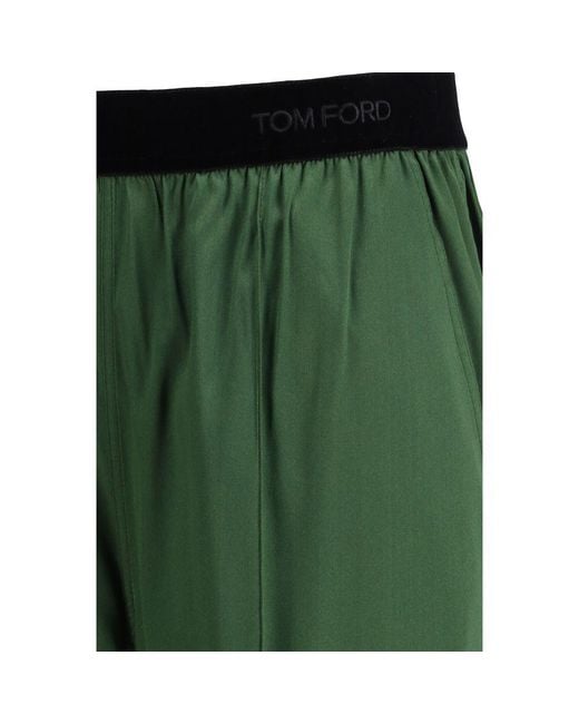 Tom Ford Green Bicolor Silk Casual Pants