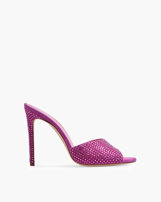 Paris Texas Suede Holly Stiletto Mules With Crystals in Pink Ruby (Pink ...