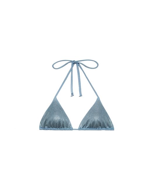 Mc2 Saint Barth Blue Annabelle Riangle Top Swimsuit With Rhinestones Sky