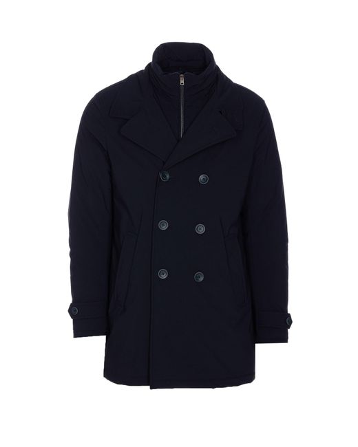 Herno Blue Double Breasted Button Washington Peacoat for men