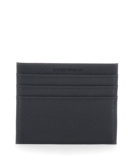 Emporio Armani Black Cardholder Tech Fabric Polyamide Accessory for men
